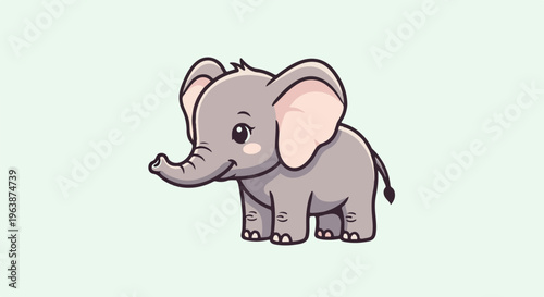 Adorable cartoon elephant with large ears and a playful trunk