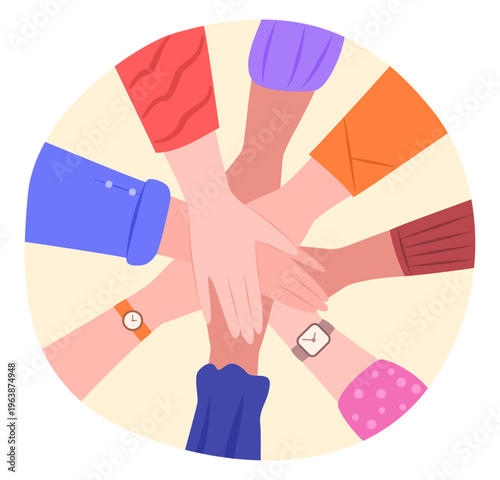 Business People Joining Hands for Collaborate to Working for Co-Working and Business Partnership Teamwork Concept Illustration Clip Art