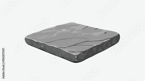 Flat vector illustration of a single grey stone slab or rectangular rock texture isolated on a light background for game assets.
