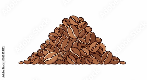 A pile of roasted coffee beans, brown with visible center grooves