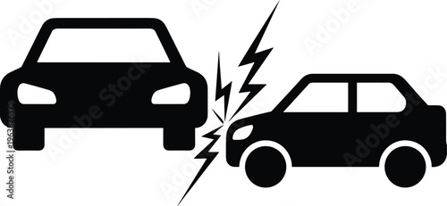 car accident collision icon, vehicle crash symbol, road traffic incident, insurance claim concept, auto damage, emergency situation, safety warning, transportation risk