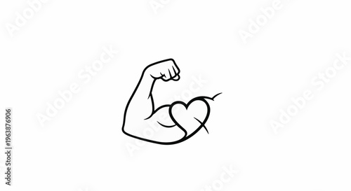 A flexed arm with a heart on the bicep