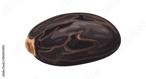 close up detail dried nutmeg