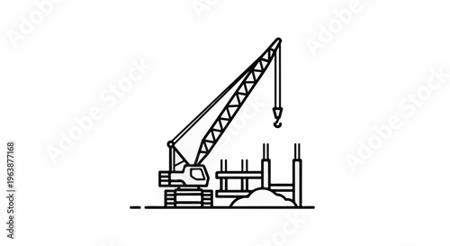A crane is lifting materials at a construction site with scaffolding