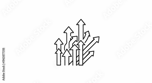 A graphic illustration of many arrows pointing upward and to the right