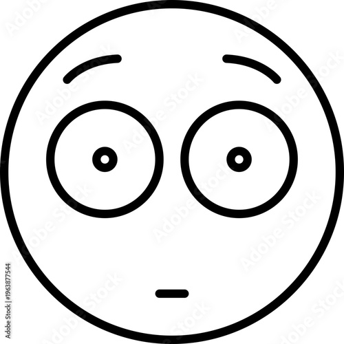 Black flushed emoji icon - outline