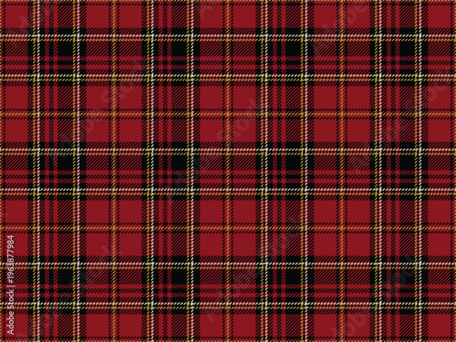 Tartan plaid seamless pattern, burgundy red yellow warm rich holiday check seamless background perfect for winter clothing design, luxury festive themes and traditional decor