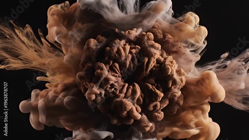 Colorful abstract smoke bursts against a dark background