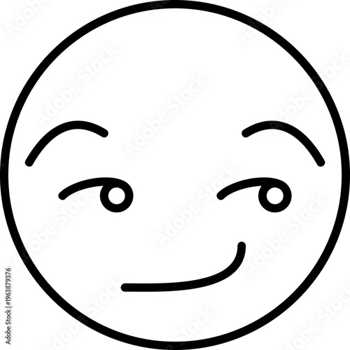 Black smirking emoji icon - outline