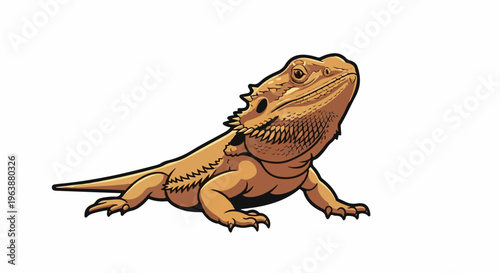 Cartoon bearded dragon reptile with spiky scales and alert eyes