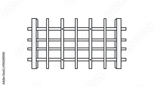 Simple wooden fence or gate structure design isolated on white background for architectural or gardening use.