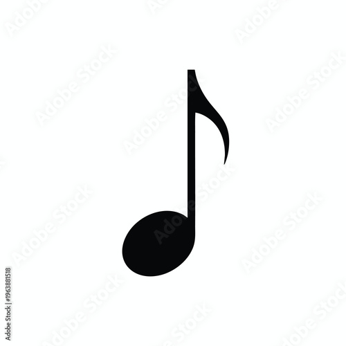 A black eighth note with a flag against a white background