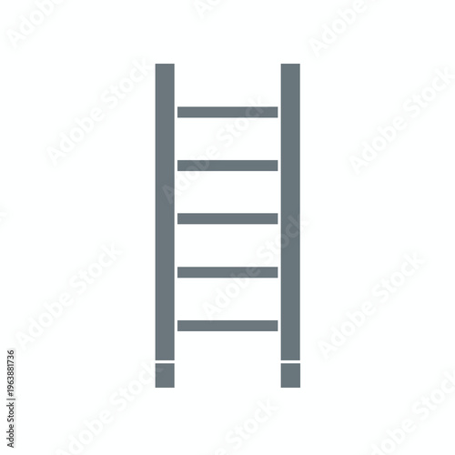 Minimalist graphic of a gray stepladder with five rungs on a white background