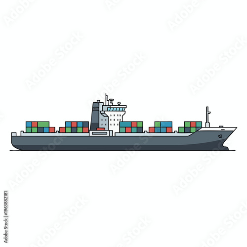 Large cargo ship carrying colorful containers across the sea