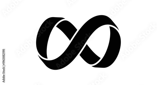 A simple black infinity symbol on a white background is depicted.