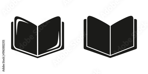 open black hardcover book icon flat design vector illustration