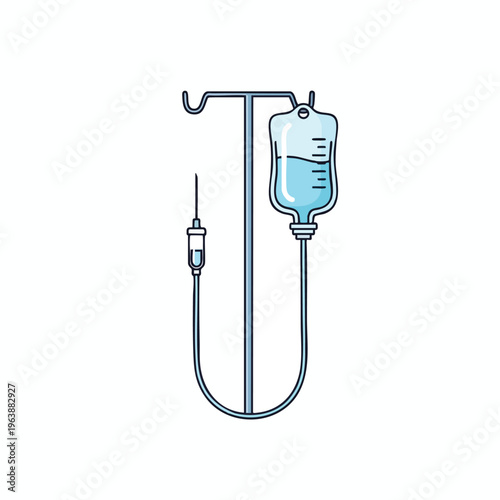 A simple illustration of an IV drip bag hanging from a stand
