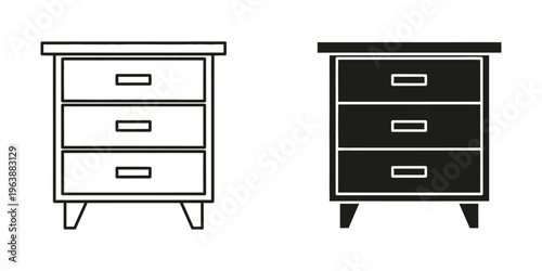 minimalist wooden drawer set with three compartments flat design vector illustration