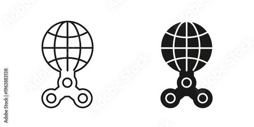 robot holding globe in minimalist flat design vector illustration
