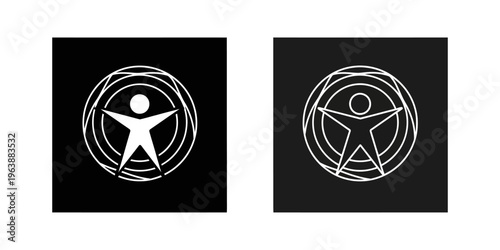 gender equality and human rights symbol vector illustration with concentric circles and figures