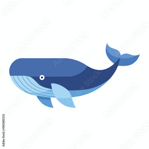 A minimalist blue whale illustration with clean lines and a simple shape