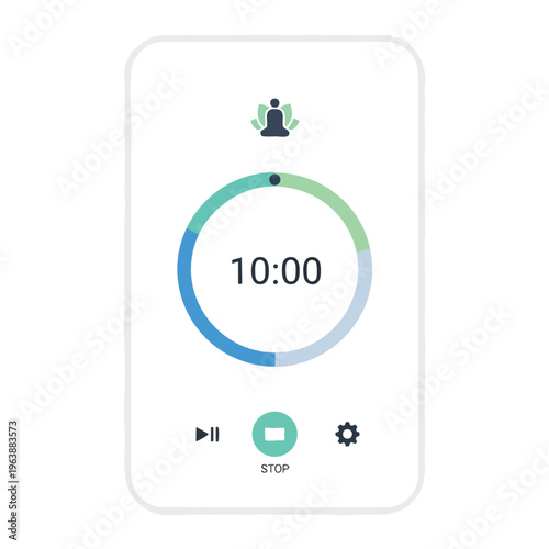 Timer interface with countdown and meditation icon