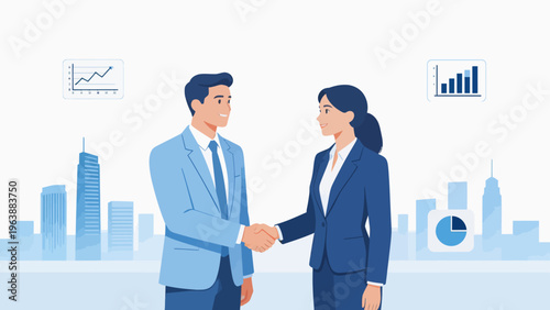 Business handshake between man and woman