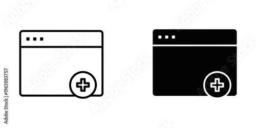 medical plus sign icon set in light and dark mode vector illustration