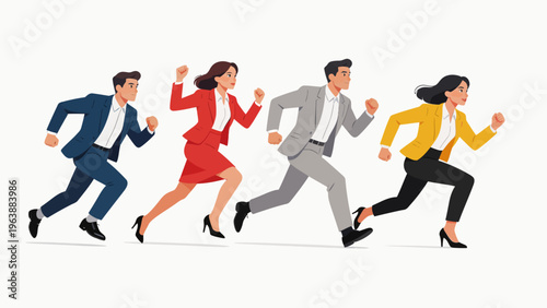 Business people running in suits