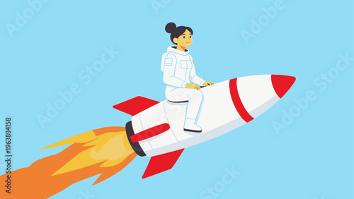 Astronaut riding a rocket