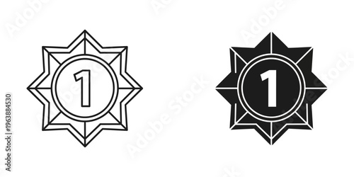 number one badge icon set in flat design vector illustration
