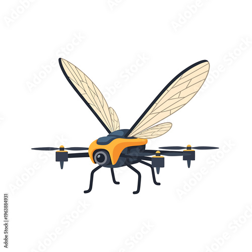 Yellow and black drone insect robot.