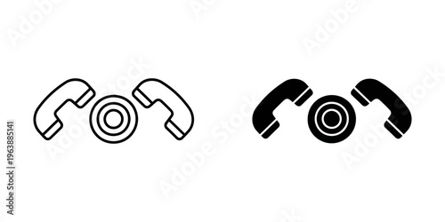 vintage rotary telephone handsets set flat design vector illustration