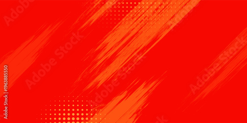 Latar Belakang Olahraga Abstrak dengan Efek Goresan Kuas Gradien Oranye dan Merah dan Halftone