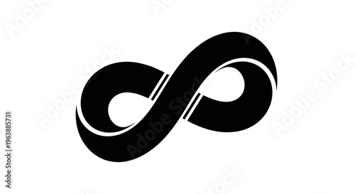 A simple black infinity symbol on a white background, representing eternity and endless possibilities.