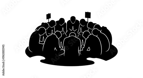 A group of people gathered around a discussion, engaged in a meeting or protest.