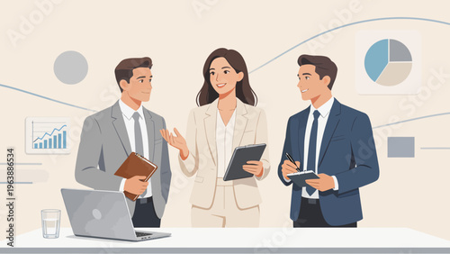 Business meeting with three professionals