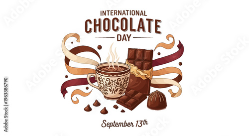 Chocolate Cup with Chocolate and Swirls.