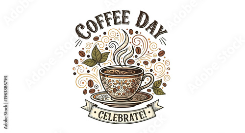 Coffee Cup with Steam Rising.