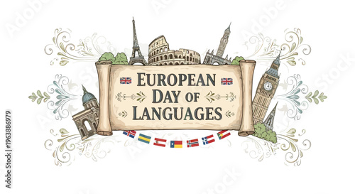 European Day of Languages Illustration Design.