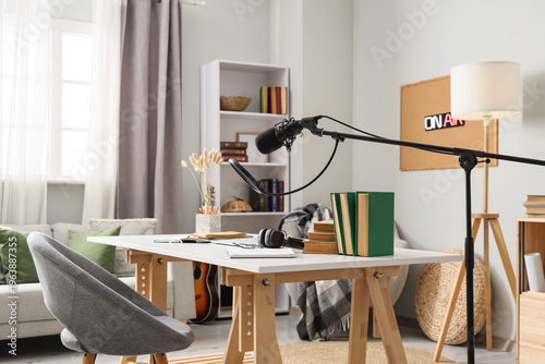 Interior of podcaster's stu...