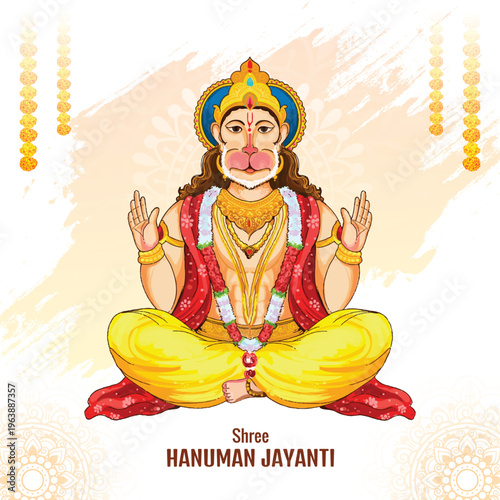 Cultural indian festival happy hanuman jayanti greeting card design