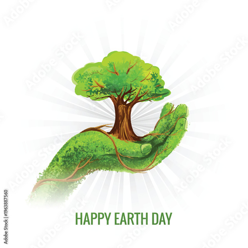 Happy earth day concept background with holding hands design