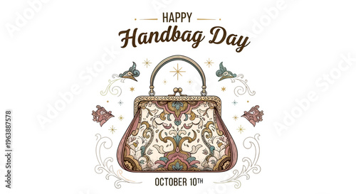 Handbag with Floral Design and Clasp.