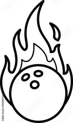 flaming bowling ball with fire