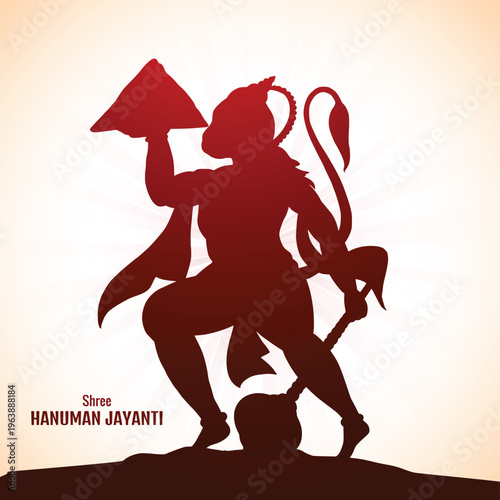 Happy hanuman jayanti indian religious festival decorative card