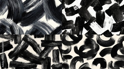 Seamless charcoal brush abstract pattern with bold expressive strokes