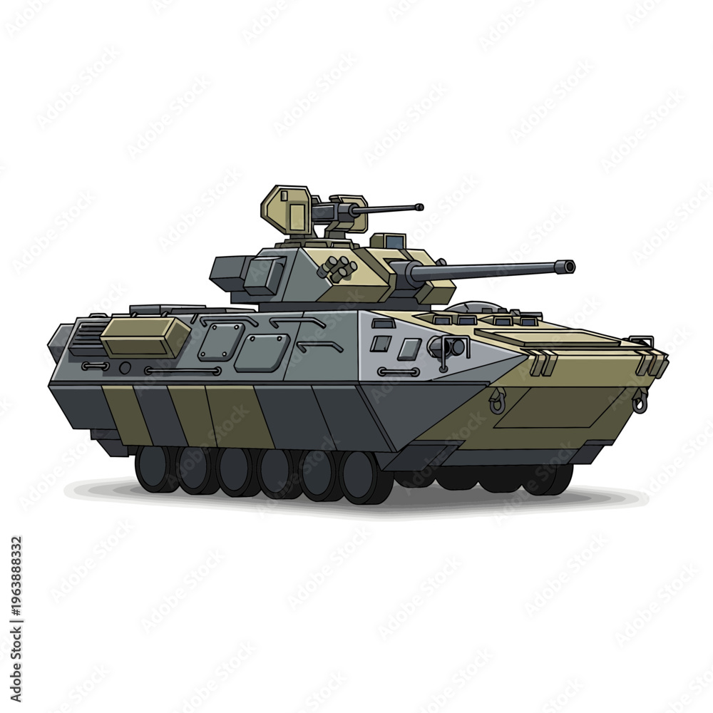Fototapeta premium Military Tank with Gun Turret.