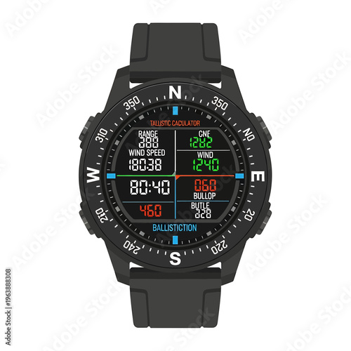 Digital Watch with Compass and Functions.