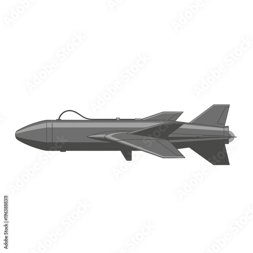 Gray military missile with fins.
